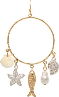 Gold and Silver Toned Sealife Hoop Earrings