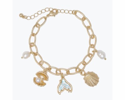 Gold Toned Sealife Charm Bracelet