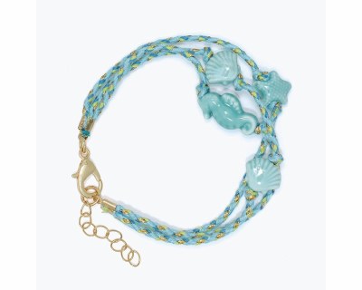 Aqua Sealife Beads on Cords Bracelet