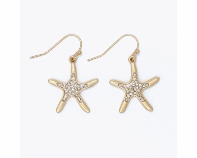 Gold Toned Starfish Bling Earrings