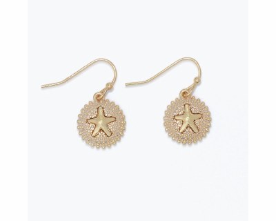 Gold Toned Starfish Sea Urchin Earrings
