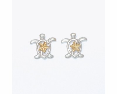Silver and Gold Toned Sea Turtle Earrings