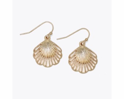 Gold Toned Scallop Shell Earrings