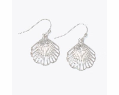 Silver Toned Scallop Shell Earrings