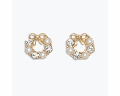 Gold Toned Bling Wreath Earrings