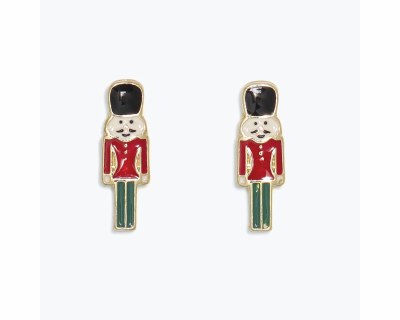 Gold Toned Multicolor Inlay Nutcracker Earrings