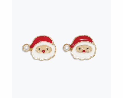 Gold Toned Santa Face Earrings
