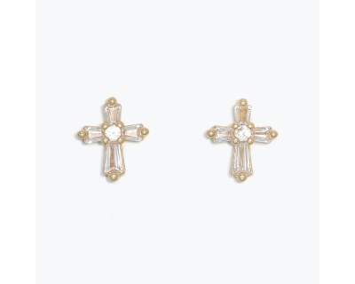 Gold Tone Bling Crosses Earrings