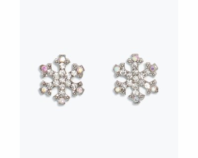 Silver Toned Bling Snowflake Earrings