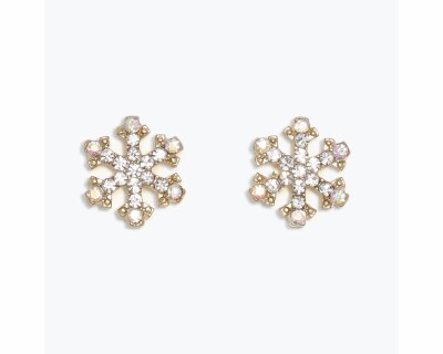 Gold Toned Bling Snowflake Earrings
