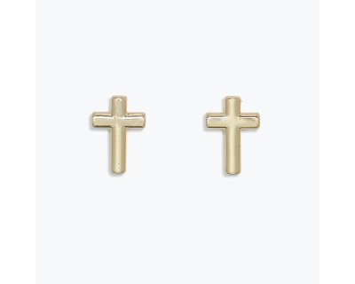 Gold Toned Cross Earrings