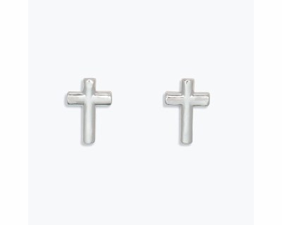 Silver Toned Cross Earrings