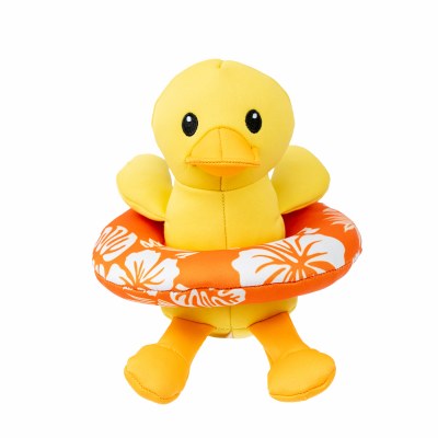 9" Yellow Duck in a Float Ring Doy Toy