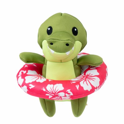 7" Green Alligator in a Float Ring Doy Toy