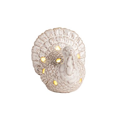 4" LED White Turkey Decortive Ceramic Sitter by Mud Pie