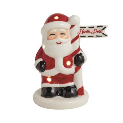 4" LED Santa Claus With The North Pole Decorative Ceramic Sitter by Mud Pie