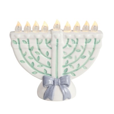 4" LED Menorah Decorative Ceramic Sitter by Mud Pie