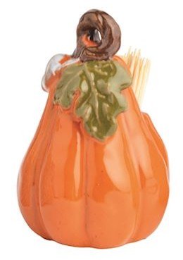 3" Orange Ceramic Pumpkin Toothpick Holder by Mud Pie