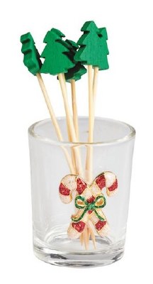 2" Glass Candy Cane Toothpick Holder by Mud Pie