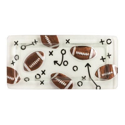 7" x 15" Glass Football Tray By Mud Pie