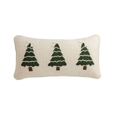 11" x 22" Three Green Christmas Trees Decorative Pillow by Mud Pie