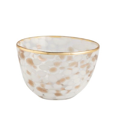 5" Round White and Gold Glass Bowl by Mud Pie