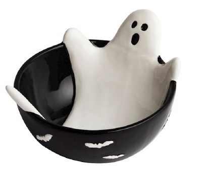 4" Round Black and White Ceramic Ghost Bowl by Mud Pie