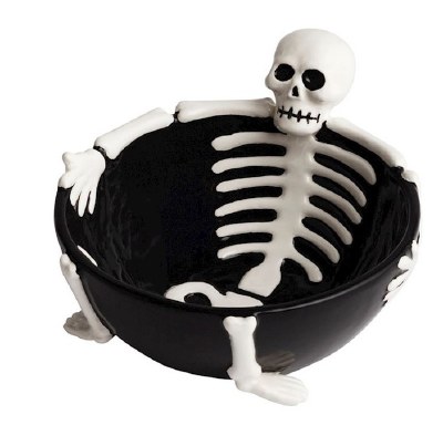 4" Round Black and White Ceramic Skeleton Bowl by Mud Pie
