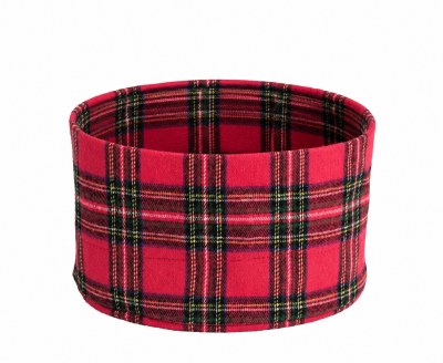 Round Red and Green Plaid Cloth basket by Mud Pie