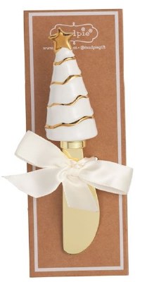 6" White and Gold Christmas Tree Spreader by Mud Pie