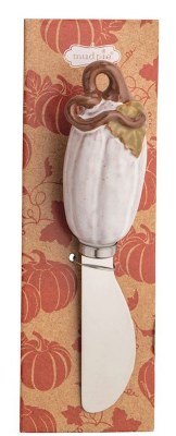 6" White Pumpkin Spreader by Mud Pie
