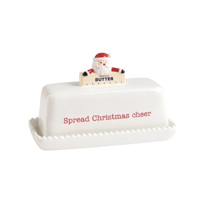 5" "Spread Christmas Cheer" Santa Claus Ceramic Butter Dish by Mud Pie