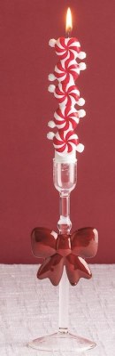 Box of Two 5" Red and White Peppermint Candy Christmas Taper Candles by Mud Pie