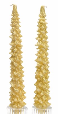 Box of Two 10" White and Gold Tree Taper Candles by Mud Pie