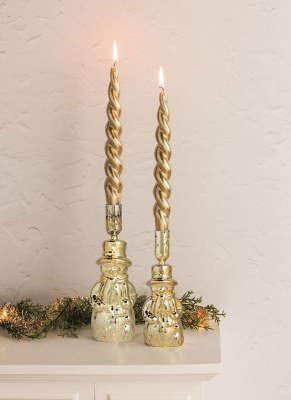 Box of Two 10" Gold Twist Christmas Taper Candles by Mud Pie