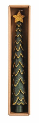 10" Multicolor Glitter Christmas Tree Taper Candle by Mud Pie