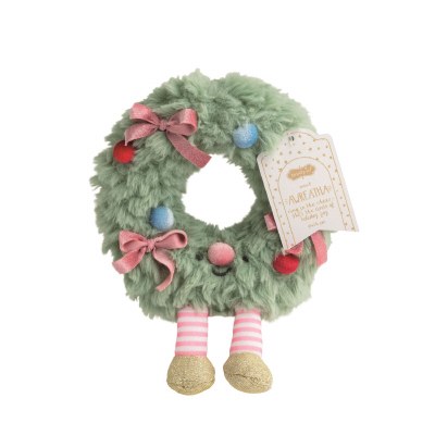 7" Green Wreath Christmas Plush by Mud Pie