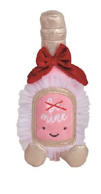 7" Champagne Bottle Valentine's Day Plush by Mud pie