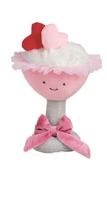 7" Pink Cocktail Valentine's Day Plush by Mud pie