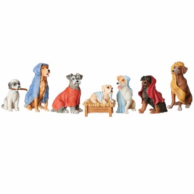 Set of Six 3" Cannine Nativity Scene Figurines