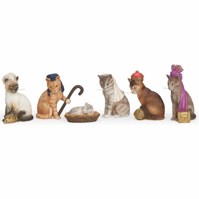 Set of Six 3" Cat Nativity Scene Figurines