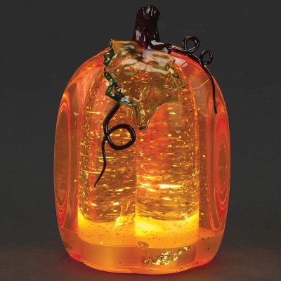 6" LED Orange Swirl Pumpkin Lit Decor