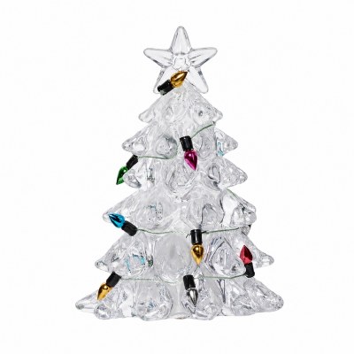 4" LED Clear Acrylic Christmas Tree Figurine
