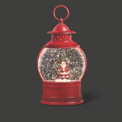 7" LED Red Santa Swirl Lantern