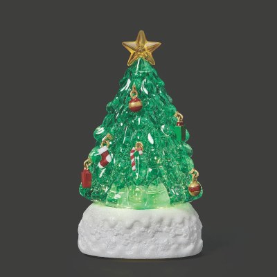 6" LED Green Swirl Tree Lit Decor