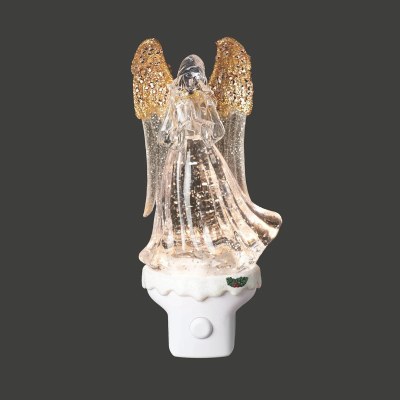 7" LED Clear and Gold Swirl Angel Nightlight