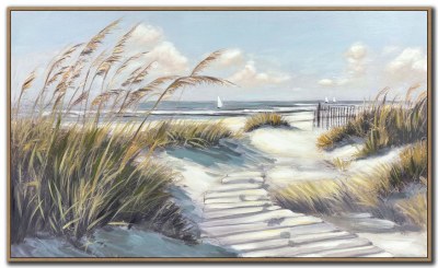 30" x 50" Beachside Dunes Coastal Canvas Framed