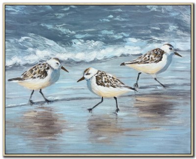 24" x 30" Shoreline Trio 1 Coastal Canvas Framed