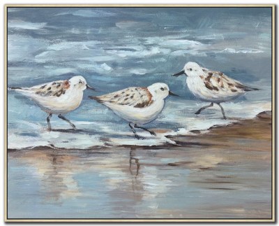 24" x 30" Shoreline Trio 2 Coastal Canvas Framed