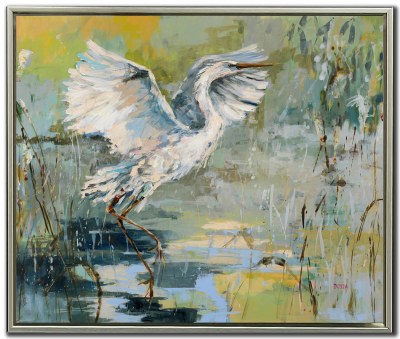 20" x 24" Shoreline Bird 1 Coastal Canvas Framed